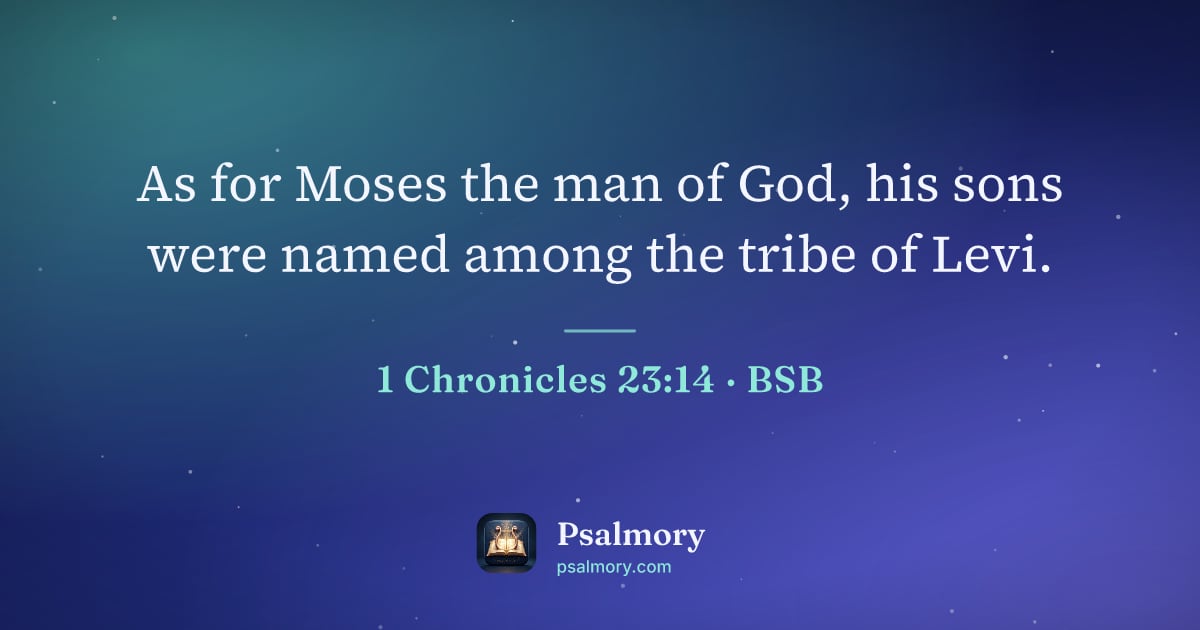 1 Chronicles 23:14 verse artwork: As for Moses the man of God, his sons were named among the tribe of Levi.