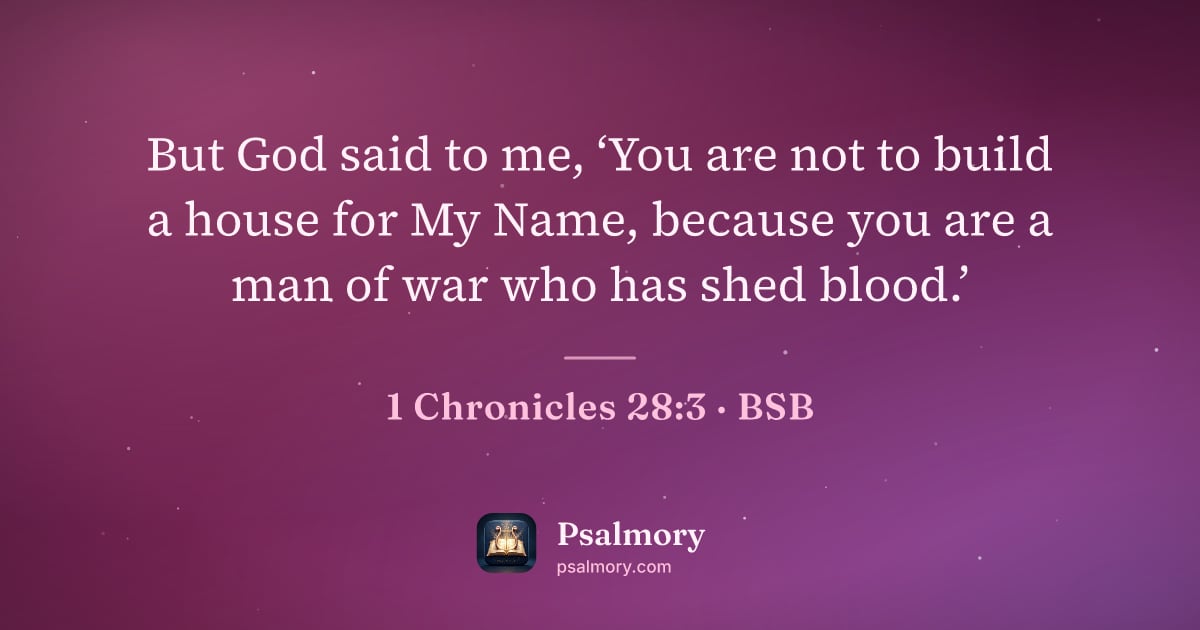 1 Chronicles 28:3 verse artwork: But God said to me, ‘You are not to build a house for My Name, because you are a man of…