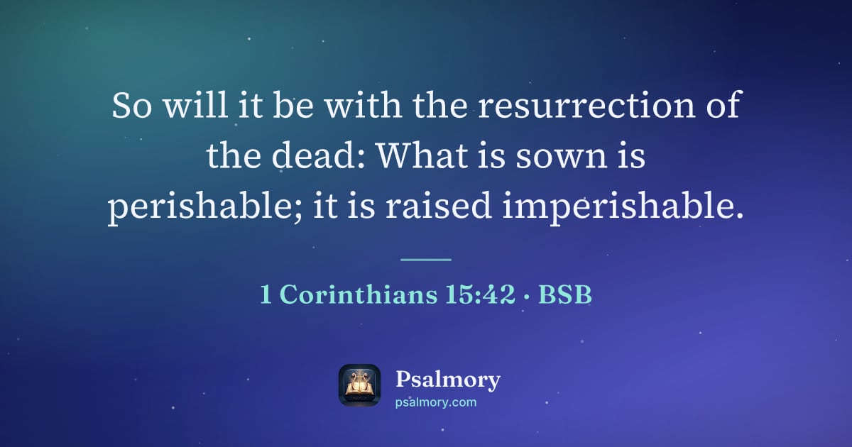 1 Corinthians 15:42 verse artwork: So will it be with the resurrection of the dead: What is sown is perishable; it is…