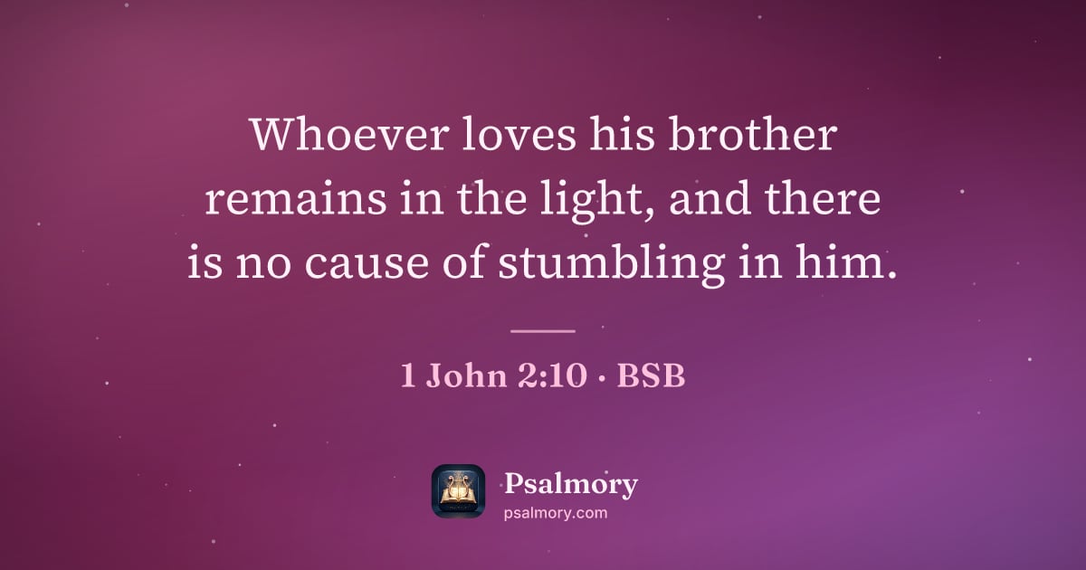 1 John 2:10 verse artwork: Whoever loves his brother remains in the light, and there is no cause of stumbling in him.