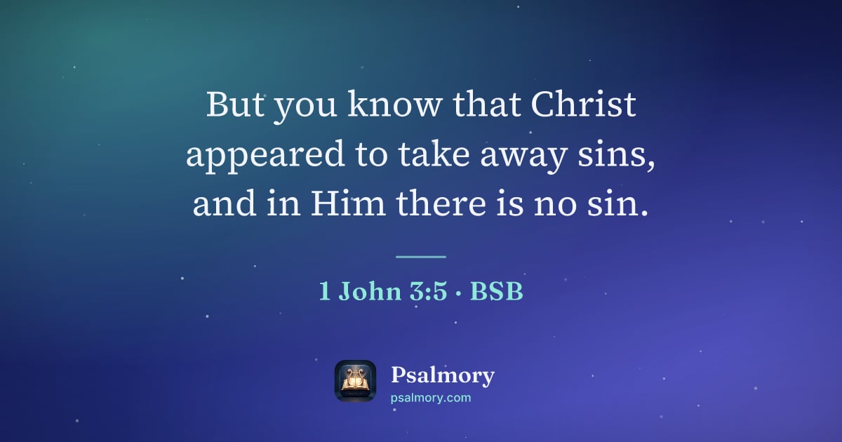 1 John 3:5 verse artwork: But you know that Christ appeared to take away sins, and in Him there is no sin.