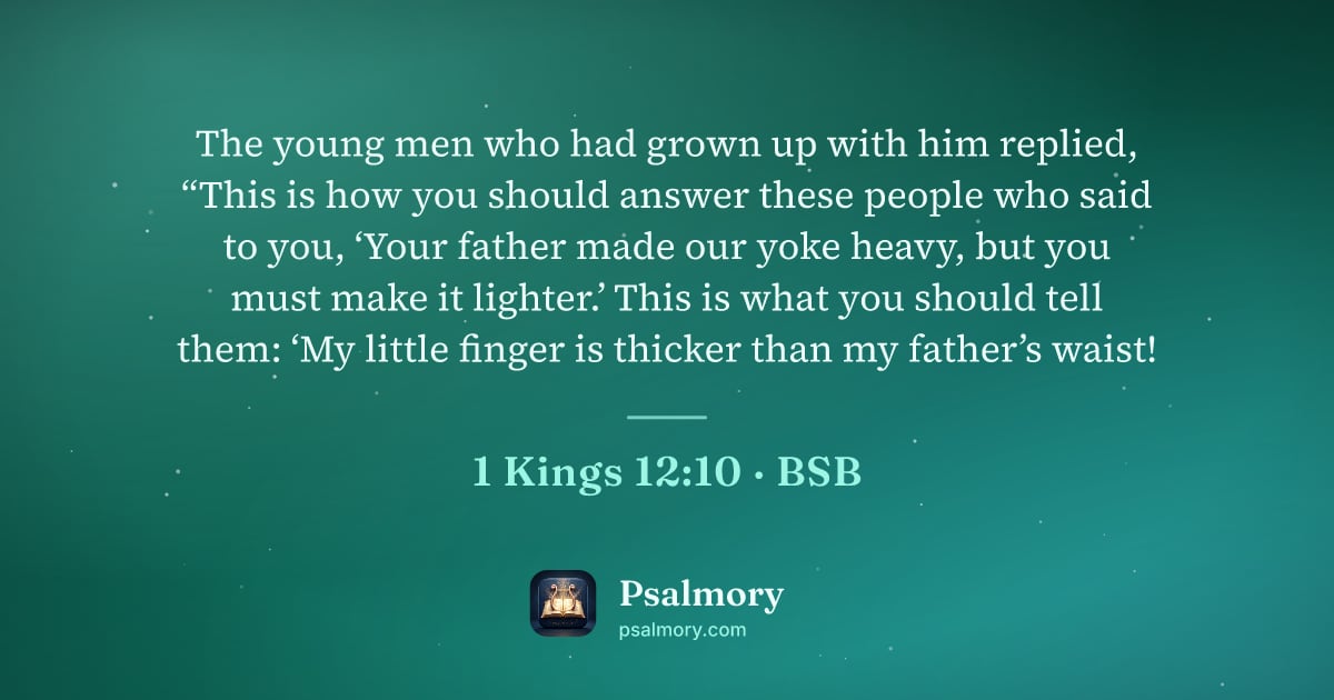 1 Kings 12:10 verse artwork: The young men who had grown up with him replied, “This is how you should answer these…