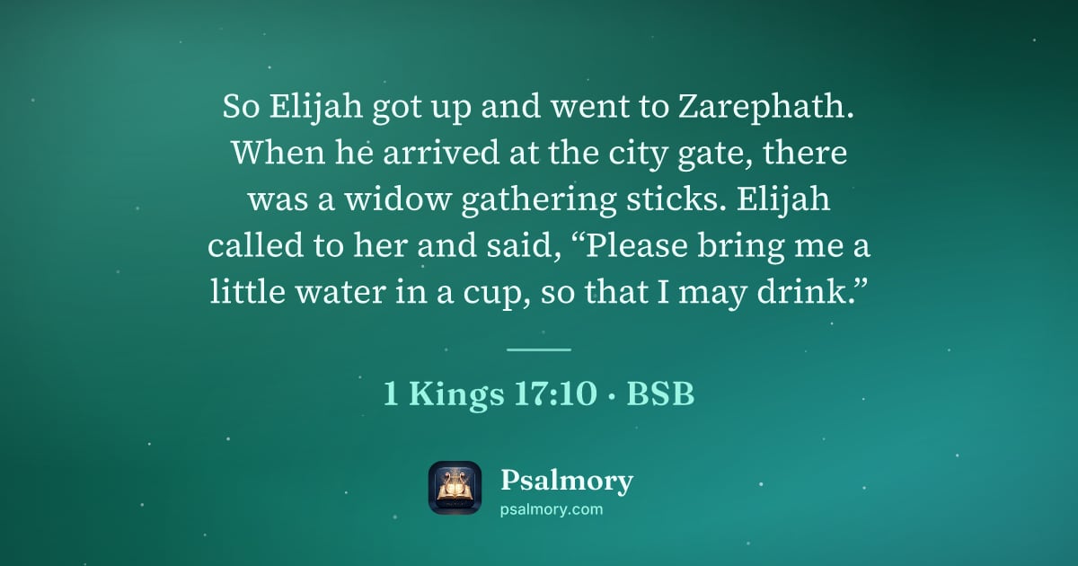 1 Kings 17:10 verse artwork: So Elijah got up and went to Zarephath. When he arrived at the city gate, there was a…