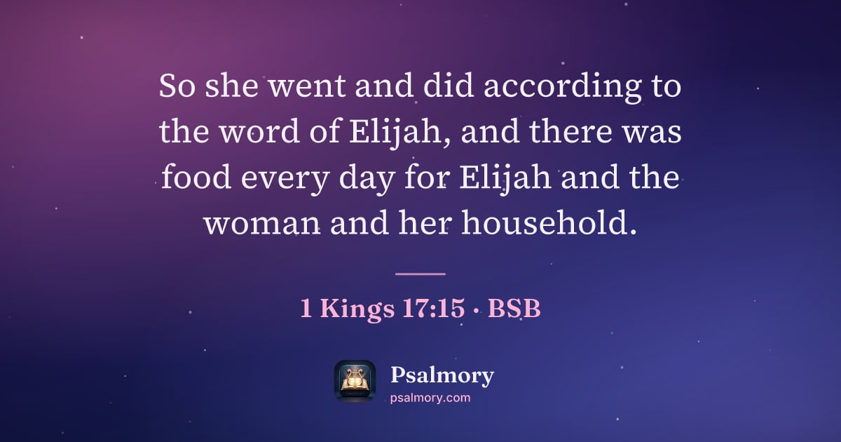 1 Kings 17:15 verse artwork: So she went and did according to the word of Elijah, and there was food every day for…