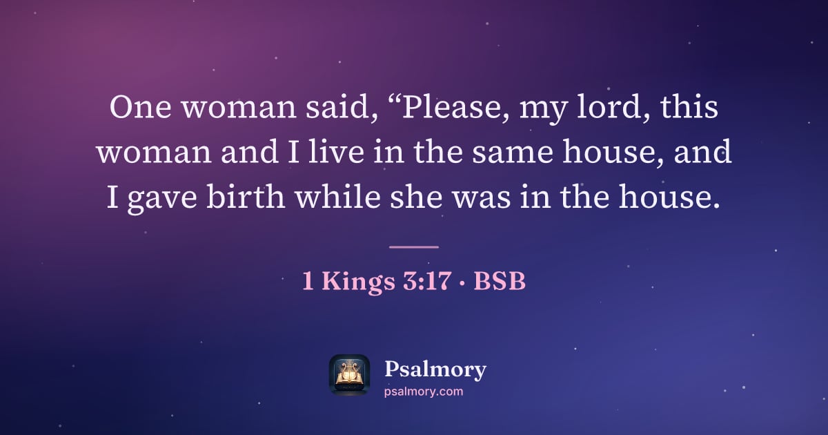 1 Kings 3:17 verse artwork: One woman said, “Please, my lord, this woman and I live in the same house, and I gave…