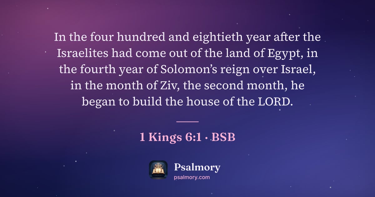 1 Kings 6:1 verse artwork: In the four hundred and eightieth year after the Israelites had come out of the land of…