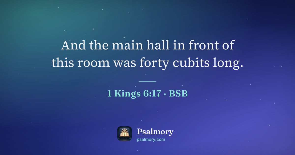 1 Kings 6:17 verse artwork: And the main hall in front of this room was forty cubits long.