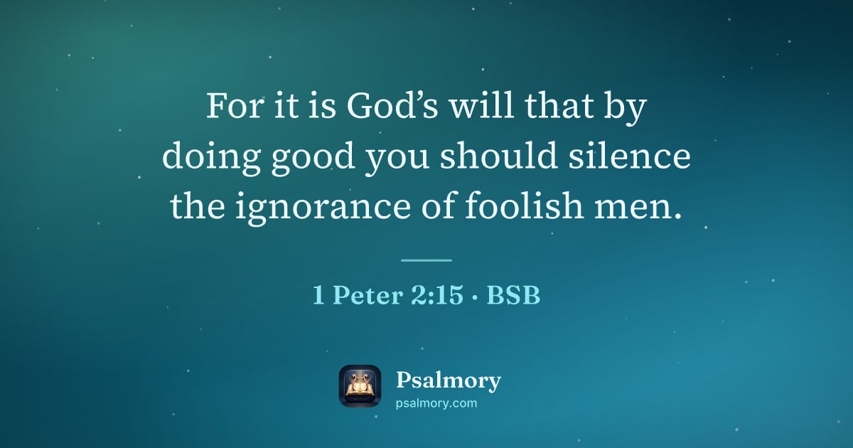 1 Peter 2:15 verse artwork: For it is God’s will that by doing good you should silence the ignorance of foolish men.