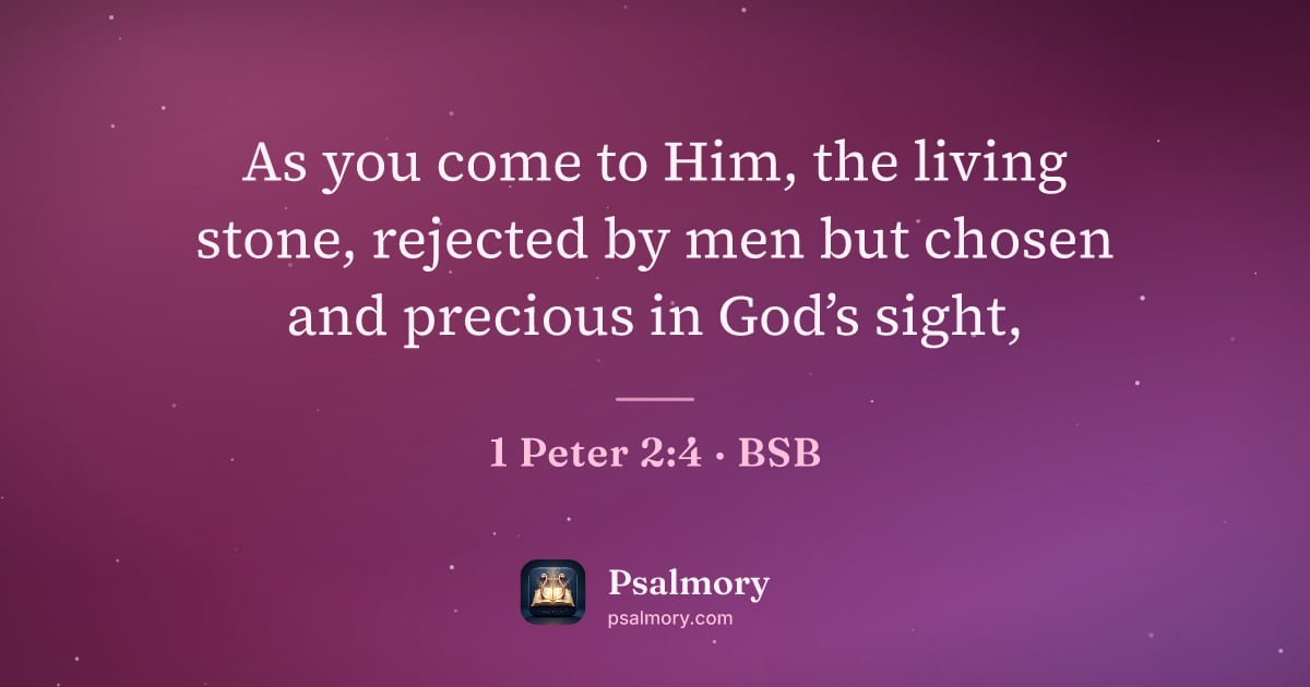 1 Peter 2:4 verse artwork: As you come to Him, the living stone, rejected by men but chosen and precious in God’s…