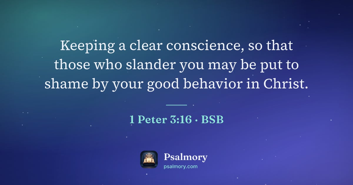 1 Peter 3:16 verse artwork: Keeping a clear conscience, so that those who slander you may be put to shame by your…