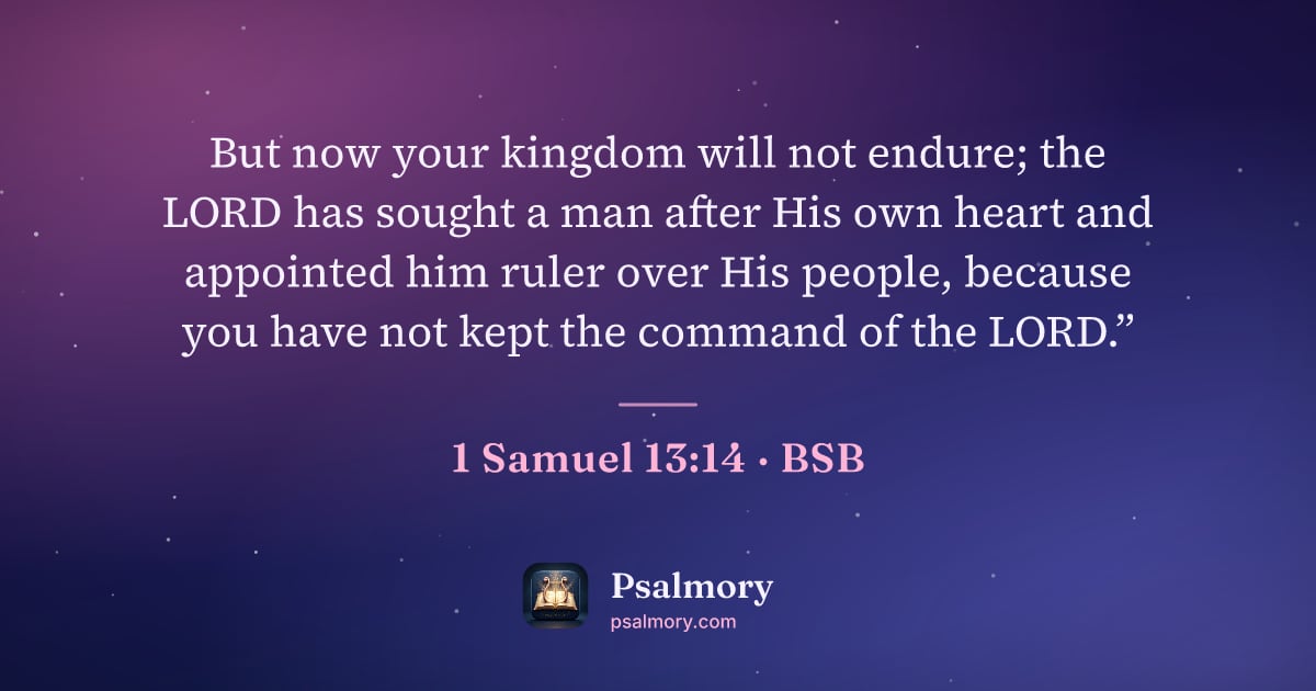 1 Samuel 13:14 verse artwork: But now your kingdom will not endure; the LORD has sought a man after His own heart and…