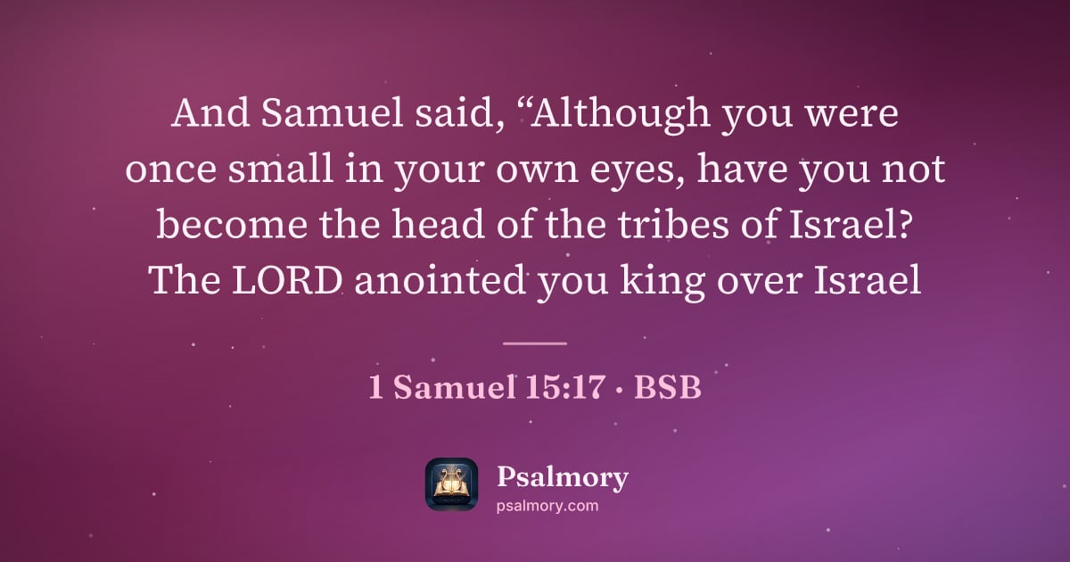 1 Samuel 15:17 verse artwork: And Samuel said, “Although you were once small in your own eyes, have you not become the…