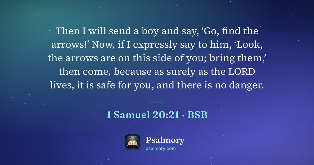 1 Samuel 20:21 verse artwork: Then I will send a boy and say, ‘Go, find the arrows!’ Now, if I expressly say to him,…