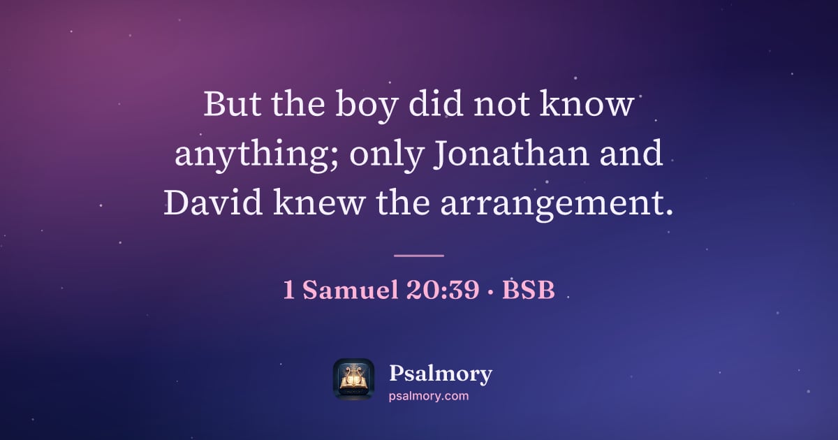 1 Samuel 20:39 verse artwork: But the boy did not know anything; only Jonathan and David knew the arrangement.