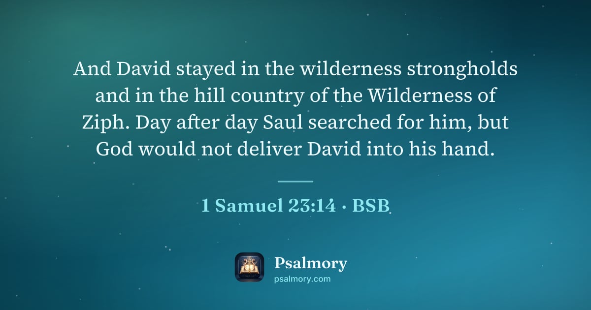 1 Samuel 23:14 verse artwork: And David stayed in the wilderness strongholds and in the hill country of the Wilderness…