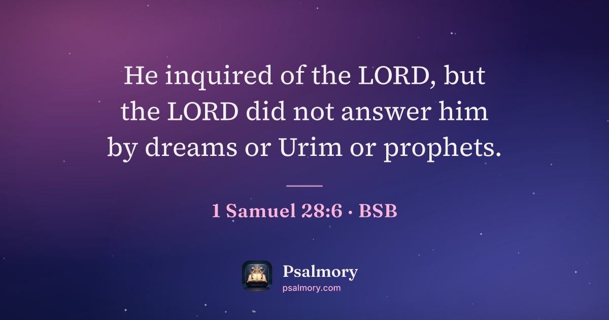 1 Samuel 28:6 verse artwork: He inquired of the LORD, but the LORD did not answer him by dreams or Urim or prophets.