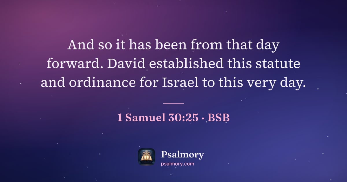 1 Samuel 30:25 verse artwork: And so it has been from that day forward. David established this statute and ordinance…