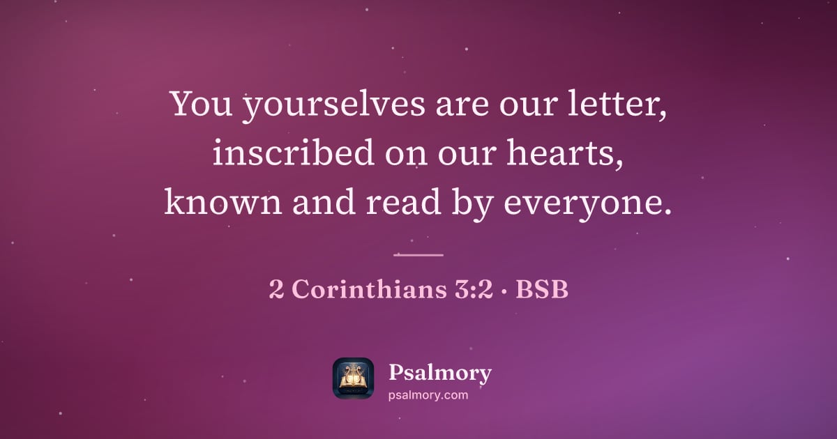 2 Corinthians 3:2 verse artwork: You yourselves are our letter, inscribed on our hearts, known and read by everyone.