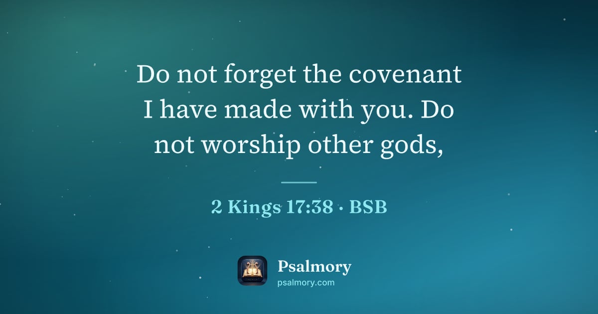 2 Kings 17:38 verse artwork: Do not forget the covenant I have made with you. Do not worship other gods,