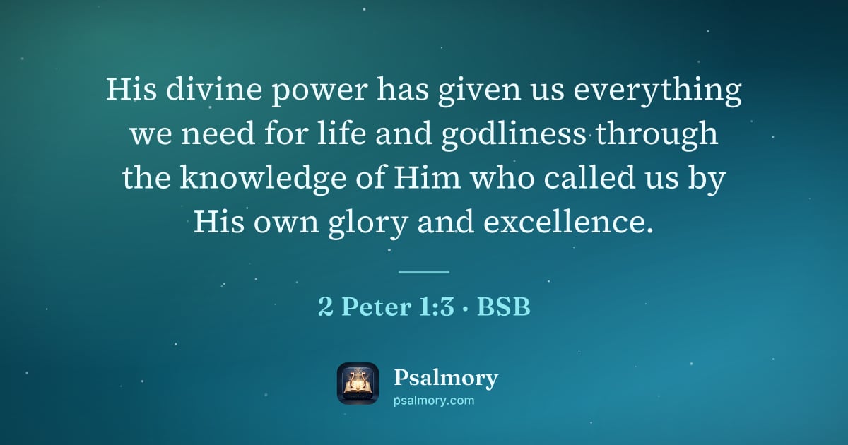 2 Peter 1:3 verse artwork: His divine power has given us everything we need for life and godliness through the…