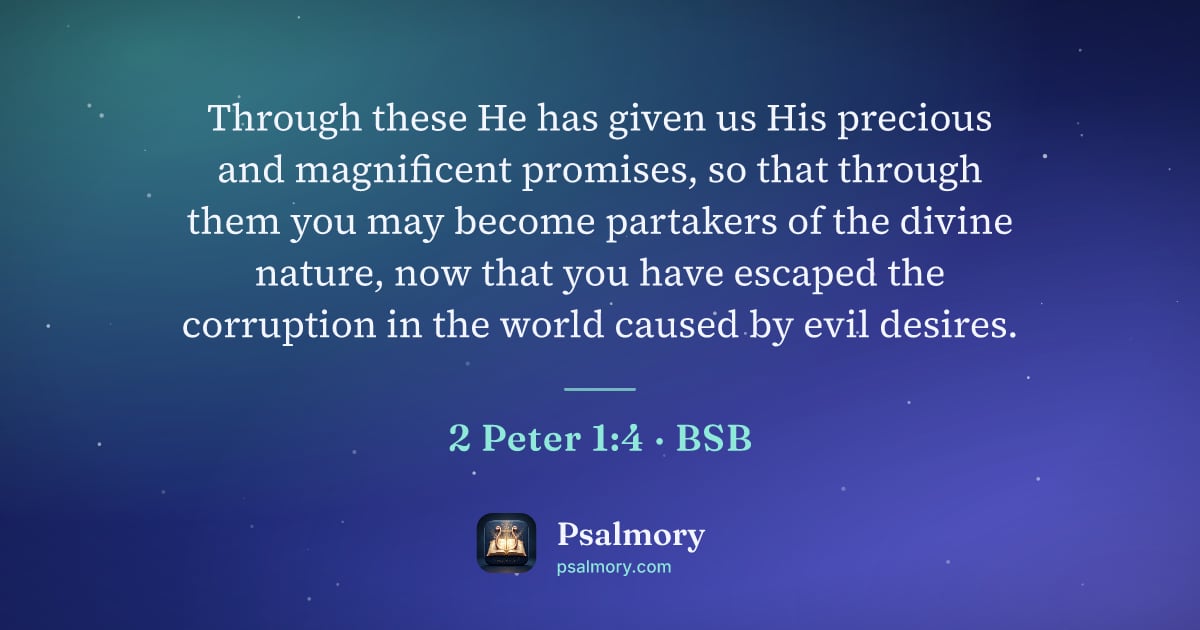 2 Peter 1:4 verse artwork: Through these He has given us His precious and magnificent promises, so that through…