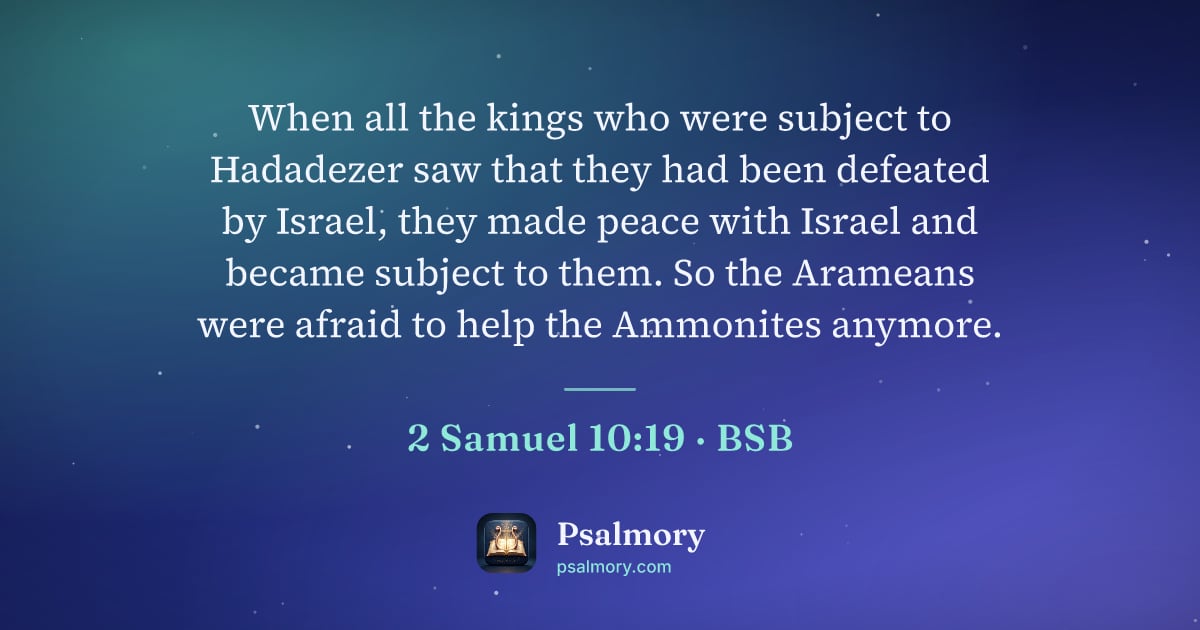 2 Samuel 10:19 verse artwork: When all the kings who were subject to Hadadezer saw that they had been defeated by…