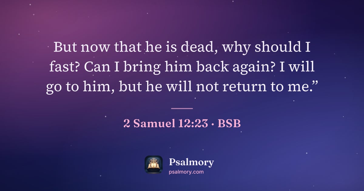 2 Samuel 12:23 verse artwork: But now that he is dead, why should I fast? Can I bring him back again? I will go to…