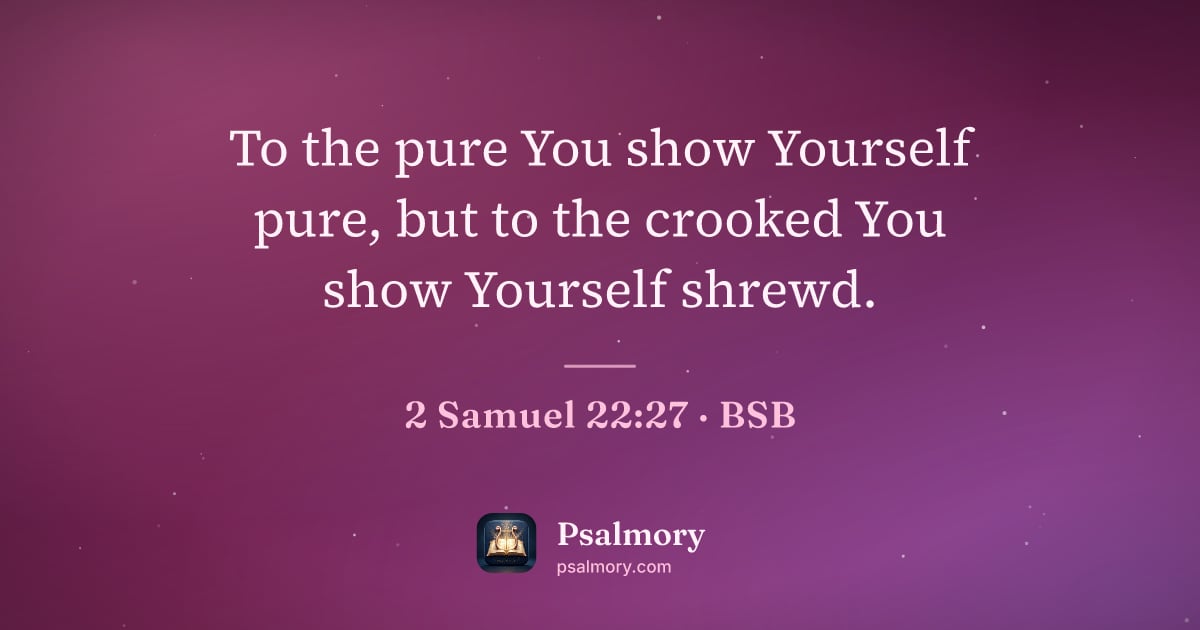2 Samuel 22:27 verse artwork: To the pure You show Yourself pure, but to the crooked You show Yourself shrewd.