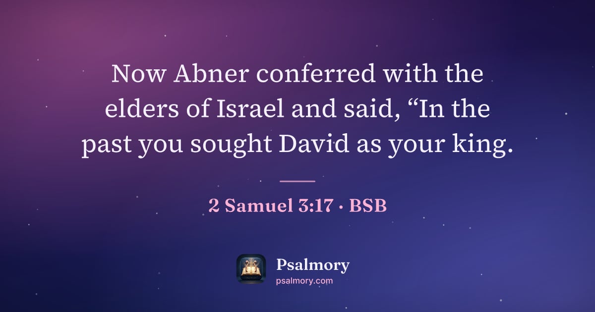 2 Samuel 3:17 verse artwork: Now Abner conferred with the elders of Israel and said, “In the past you sought David as…