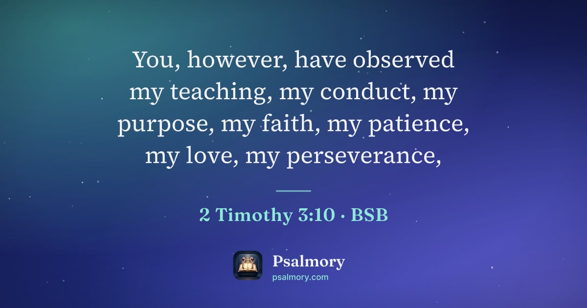 2 Timothy 3:10 verse artwork: You, however, have observed my teaching, my conduct, my purpose, my faith, my patience,…
