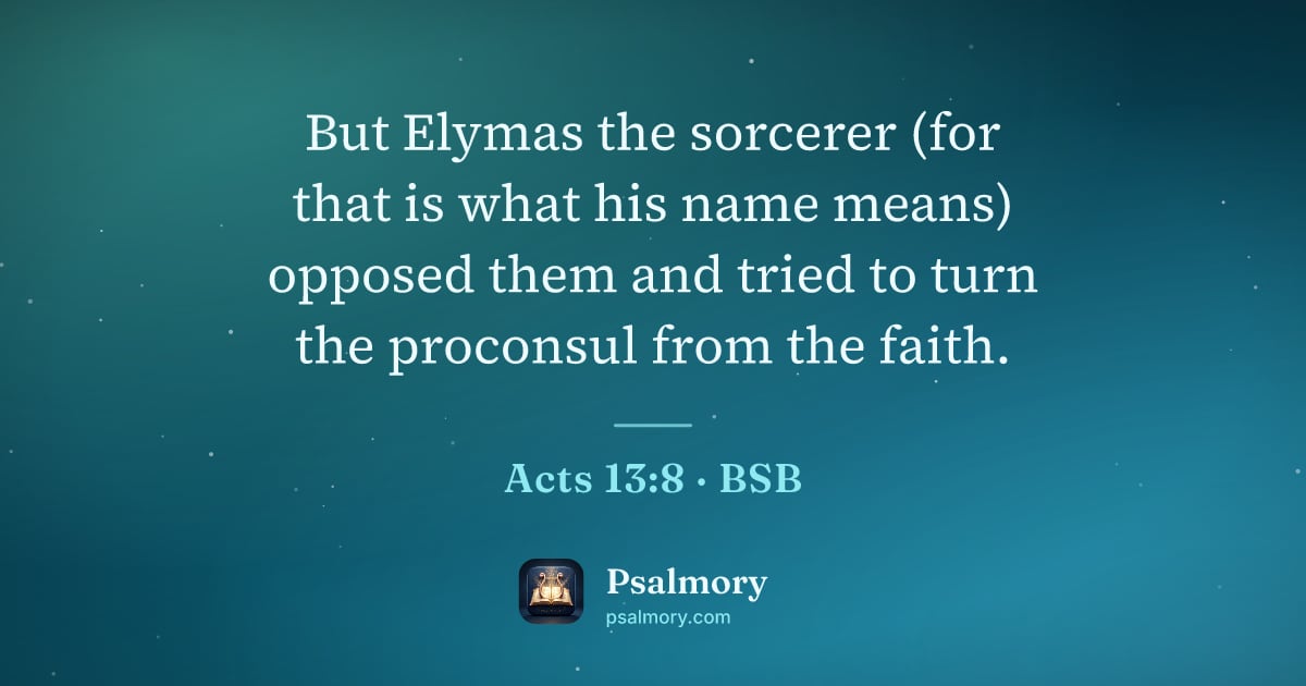 Acts 13:8 verse artwork: But Elymas the sorcerer (for that is what his name means) opposed them and tried to turn…
