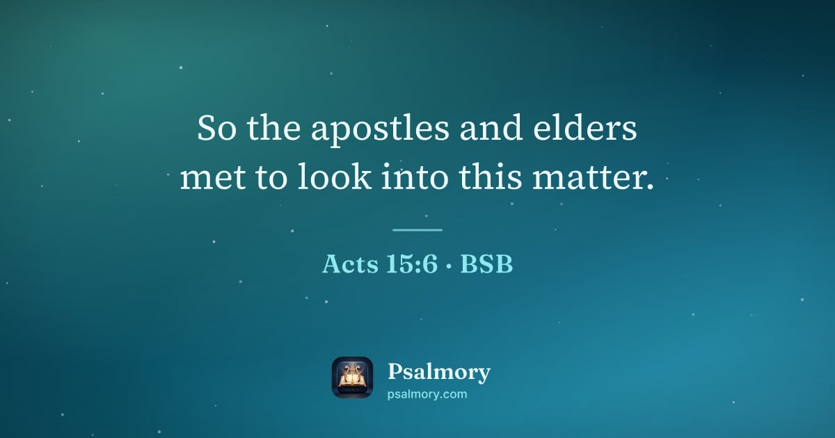 Acts 15:6 verse artwork: So the apostles and elders met to look into this matter.