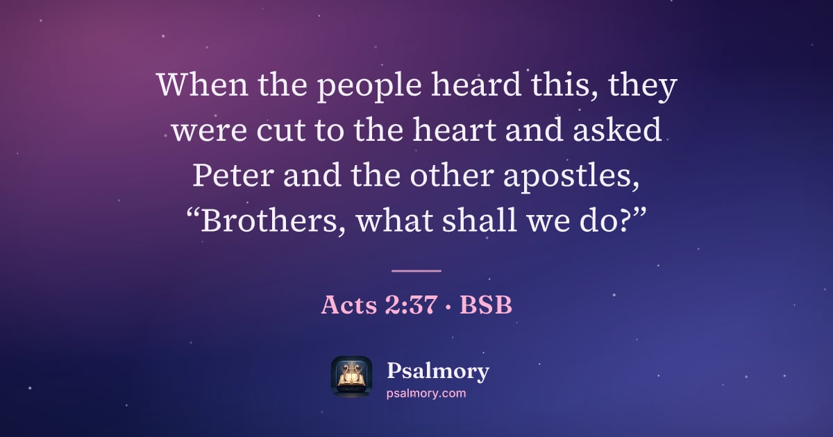 Acts 2:37 verse artwork: When the people heard this, they were cut to the heart and asked Peter and the other…