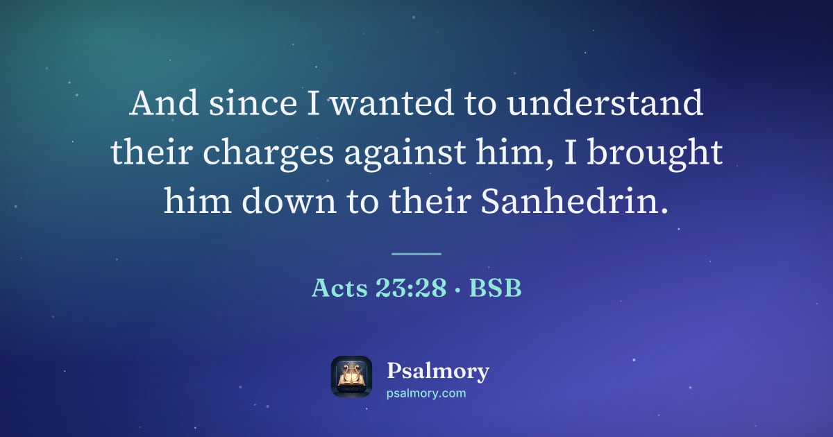 Acts 23:28 verse artwork: And since I wanted to understand their charges against him, I brought him down to their…
