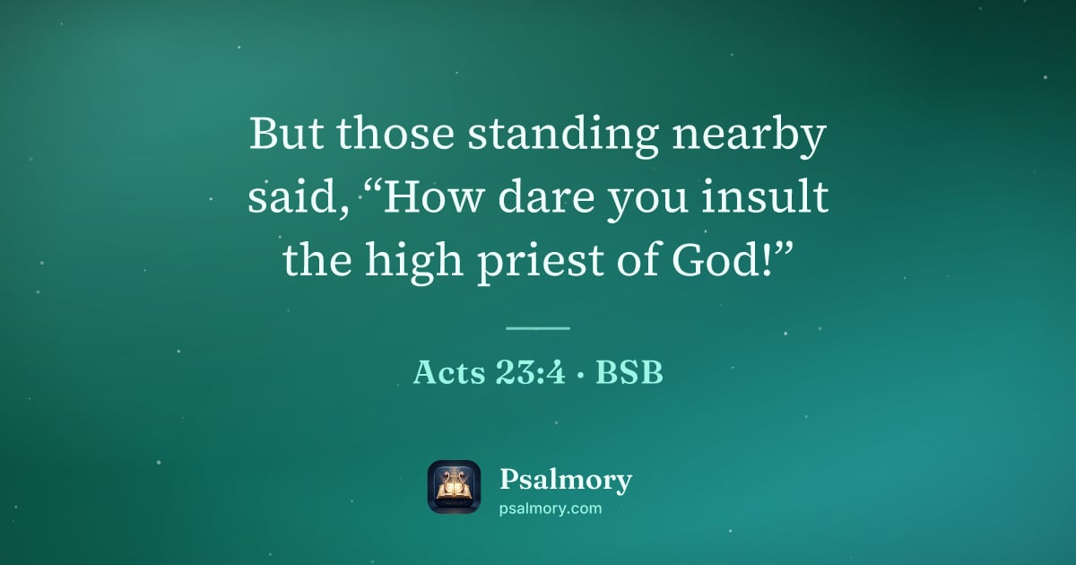 Acts 23:4 verse artwork: But those standing nearby said, “How dare you insult the high priest of God!”