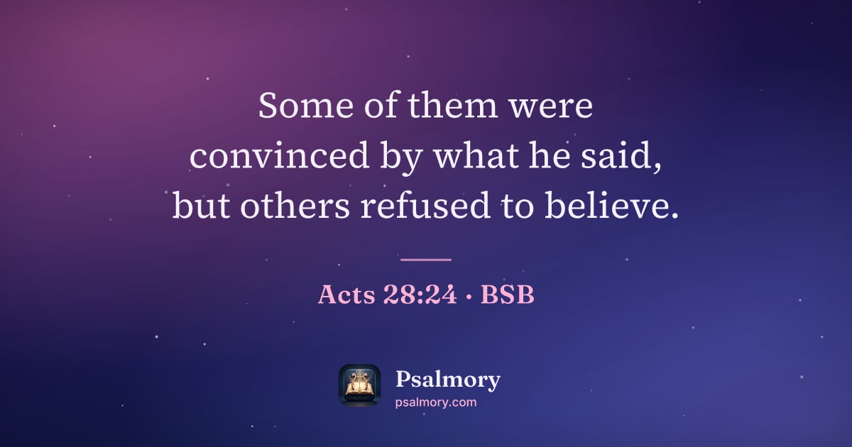 Acts 28:24 verse artwork: Some of them were convinced by what he said, but others refused to believe.