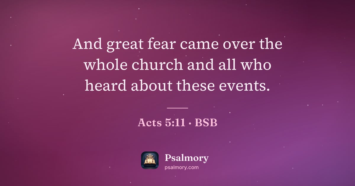 Acts 5:11 verse artwork: And great fear came over the whole church and all who heard about these events.