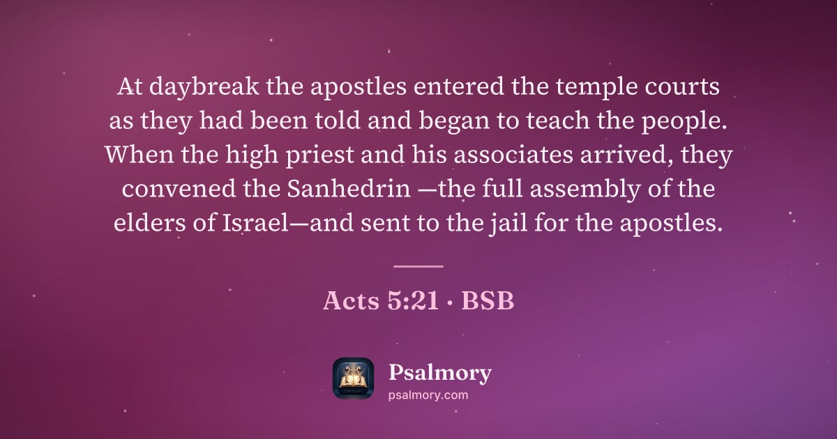 Acts 5:21 verse artwork: At daybreak the apostles entered the temple courts as they had been told and began to…