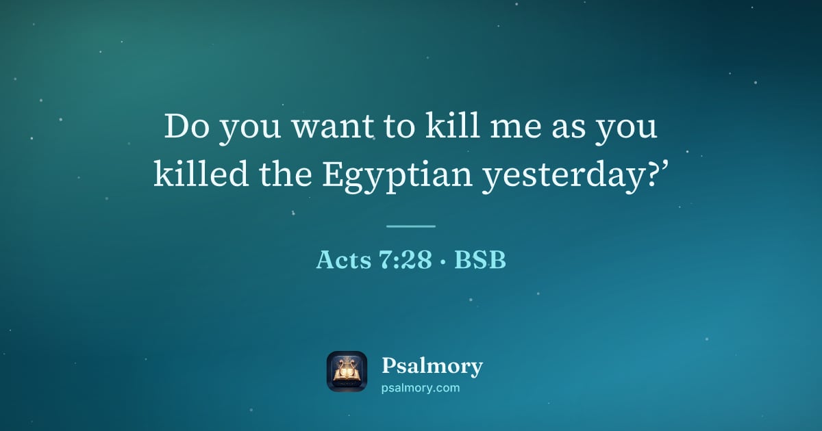 Acts 7:28 verse artwork: Do you want to kill me as you killed the Egyptian yesterday?’