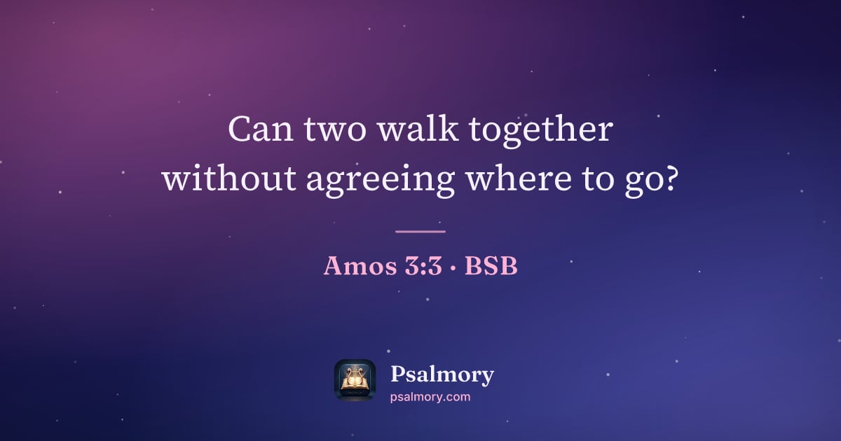 Amos 3:3 verse artwork: Can two walk together without agreeing where to go?