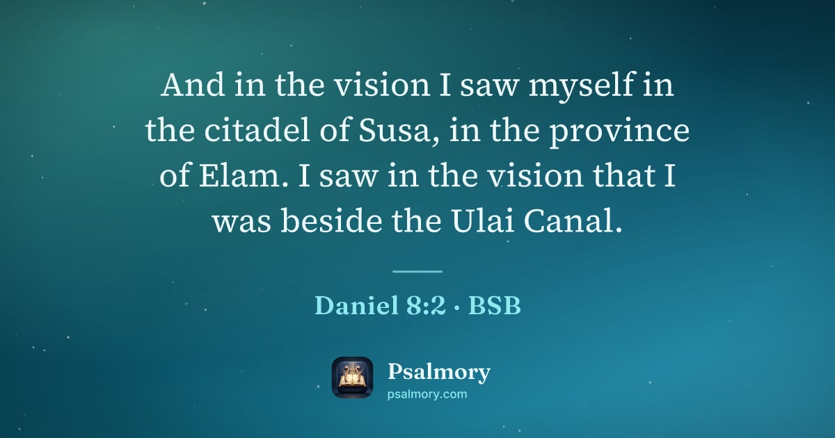 Daniel 8:2 verse artwork: And in the vision I saw myself in the citadel of Susa, in the province of Elam. I saw in…