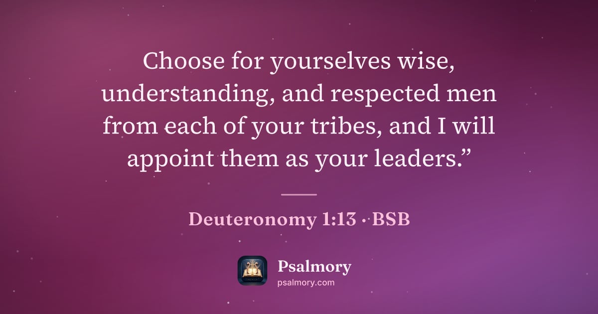 Deuteronomy 1:13 verse artwork: Choose for yourselves wise, understanding, and respected men from each of your tribes,…