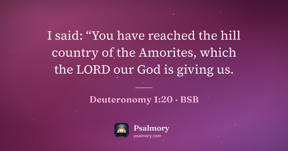 Deuteronomy 1:20 verse artwork: I said: “You have reached the hill country of the Amorites, which the LORD our God is…