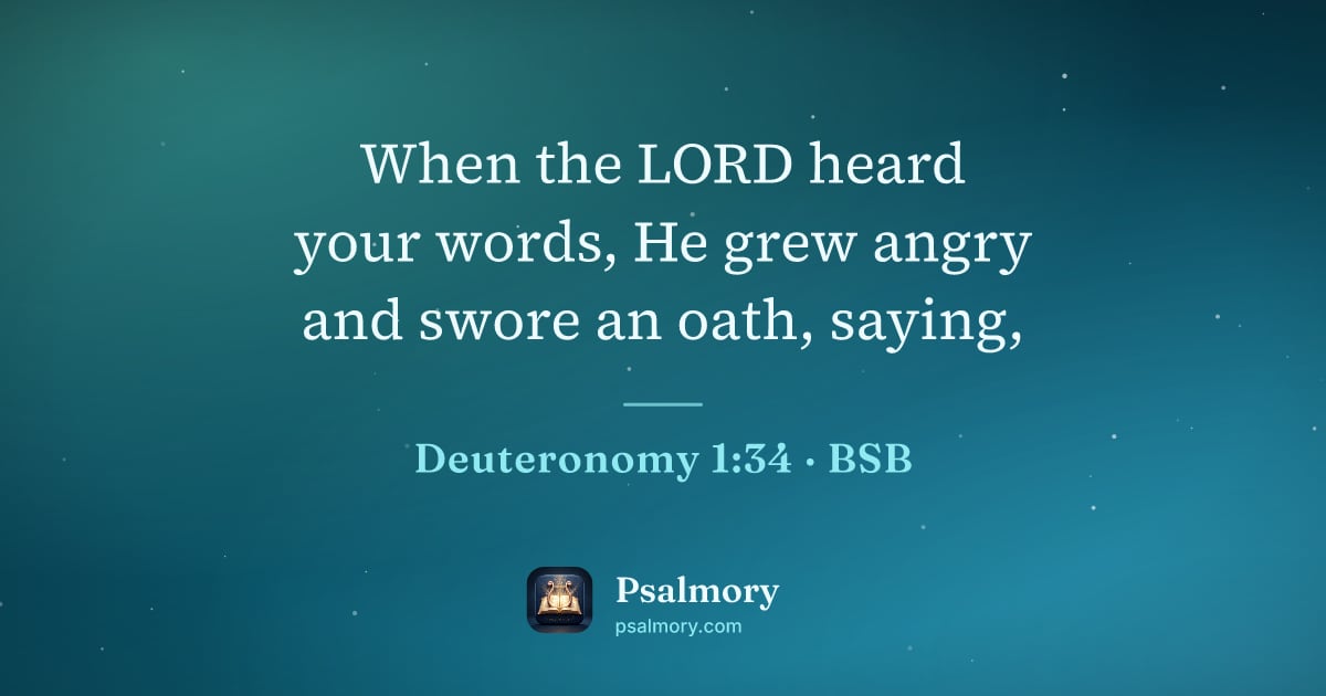 Deuteronomy 1:34 verse artwork: When the LORD heard your words, He grew angry and swore an oath, saying,