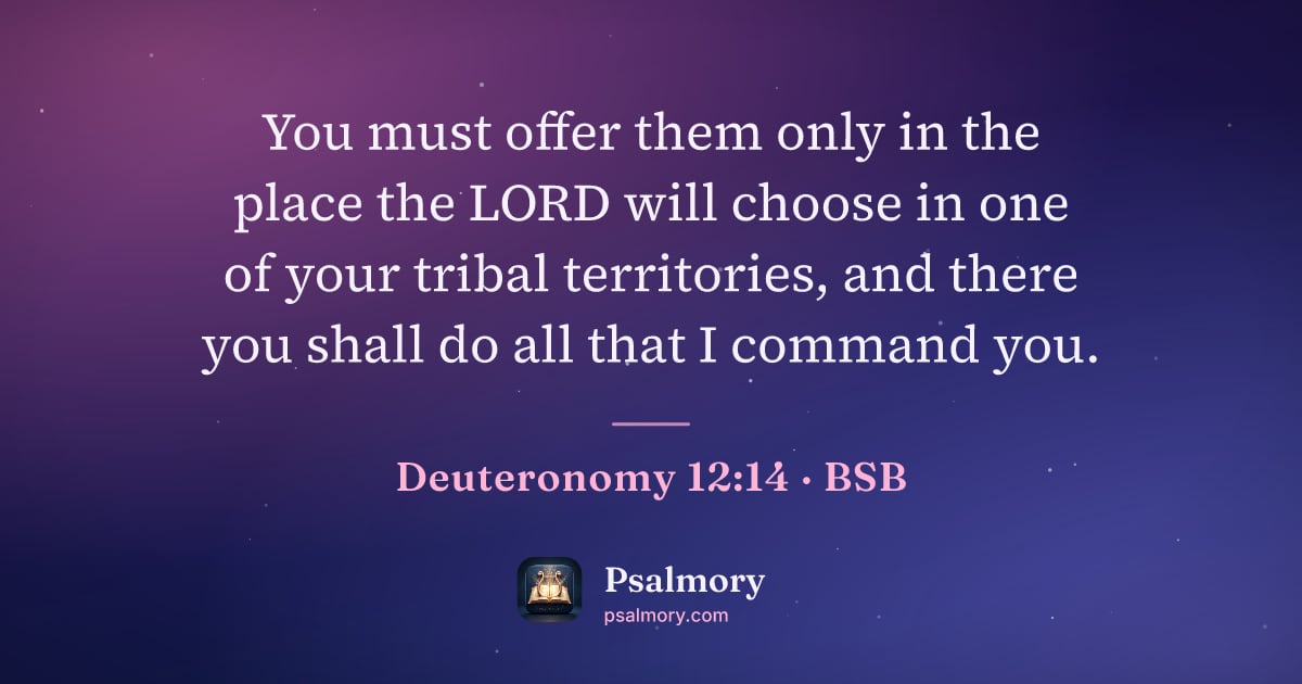 Deuteronomy 12:14 verse artwork: You must offer them only in the place the LORD will choose in one of your tribal…