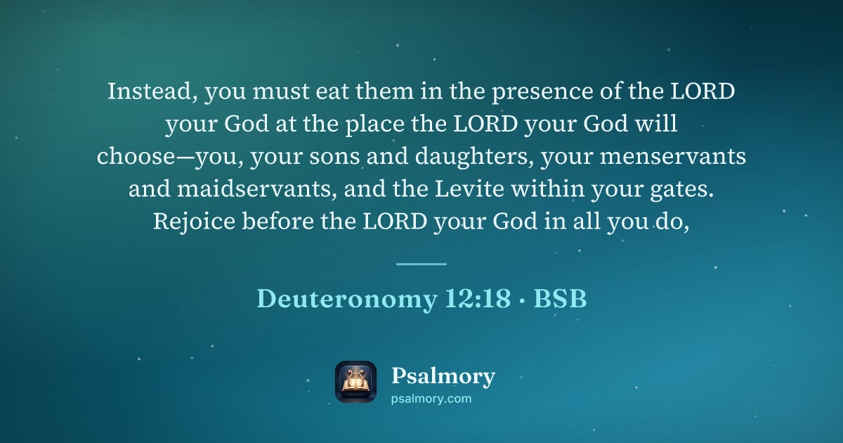 Deuteronomy 12:18 verse artwork: Instead, you must eat them in the presence of the LORD your God at the place the LORD…