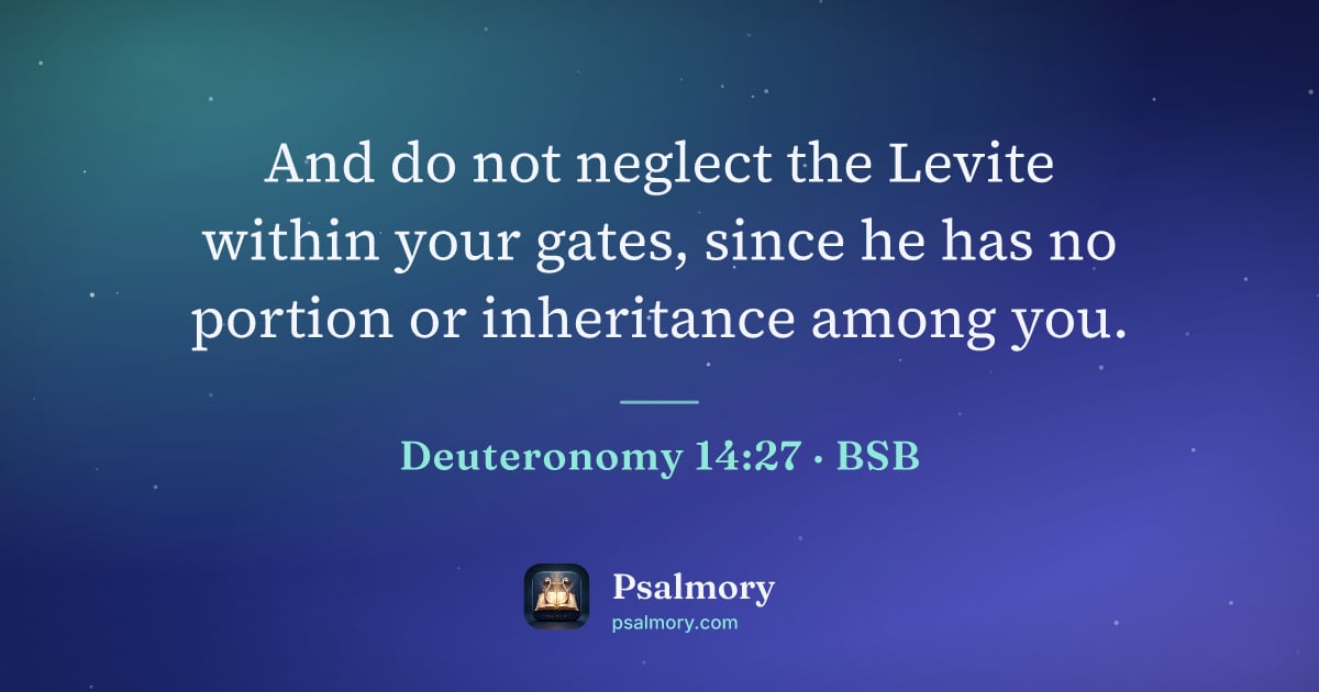 Deuteronomy 14:27 verse artwork: And do not neglect the Levite within your gates, since he has no portion or inheritance…