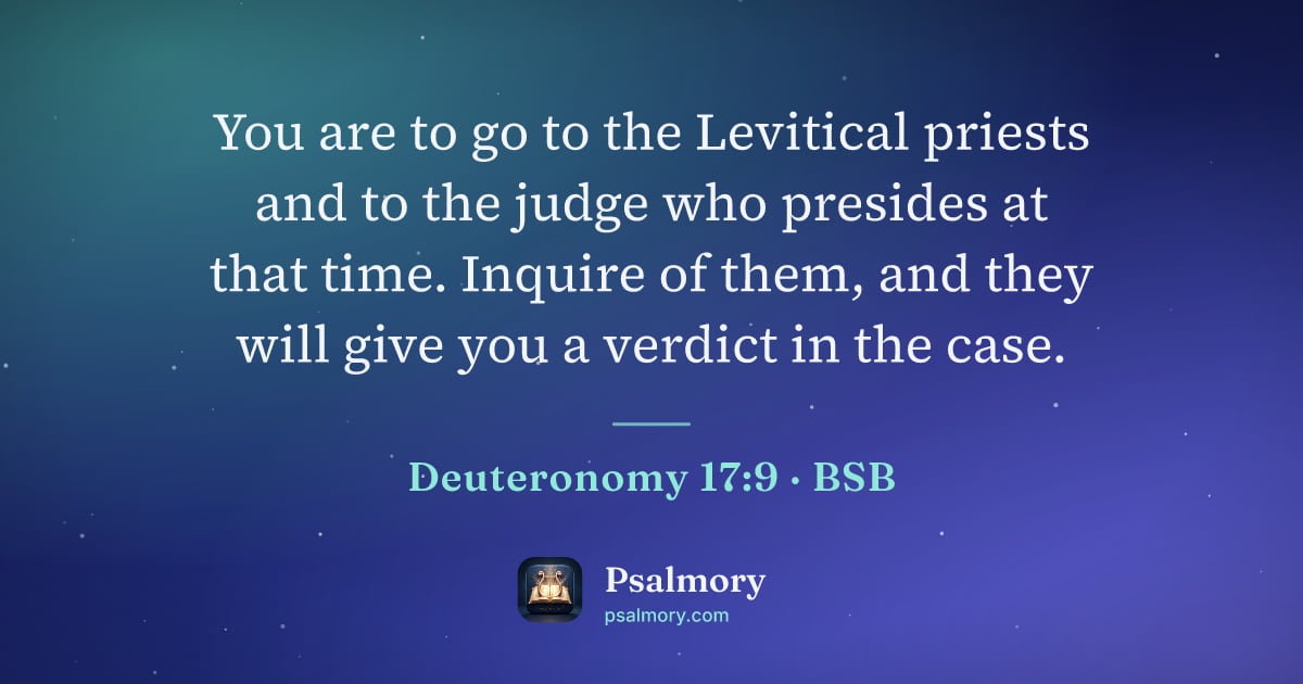 Deuteronomy 17:9 verse artwork: You are to go to the Levitical priests and to the judge who presides at that time.…
