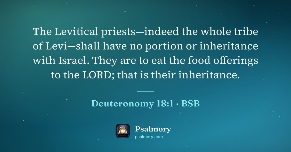 Deuteronomy 18:1 verse artwork: The Levitical priests—indeed the whole tribe of Levi—shall have no portion or…