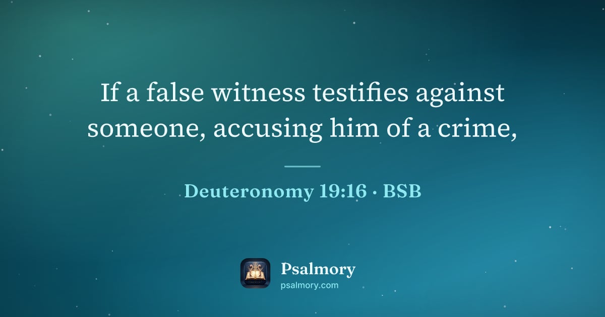 Deuteronomy 19:16 verse artwork: If a false witness testifies against someone, accusing him of a crime,
